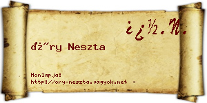 Őry Neszta névjegykártya